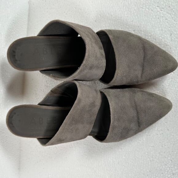 Able Joselyne Gray Suede Slingback Heels Women's 9.5 Pointed Toe 3.25" Heel - Picture 6 of 10